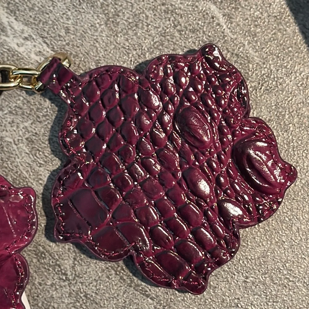 Brahmin Purple Flower Bag Charm Key Fob Keychain Flower Duo